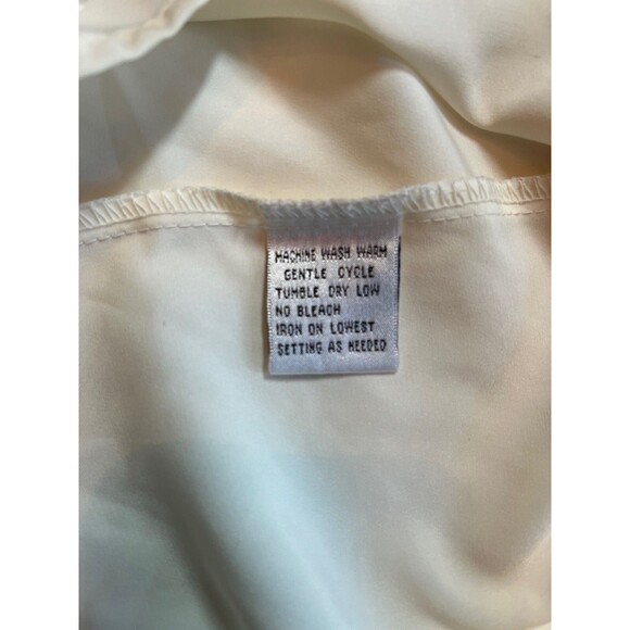 Vintage 80s Claudia Richard Blouse Ivory White Short‎ Sleeve Keyhole Career 14 - Picture 4 of 11
